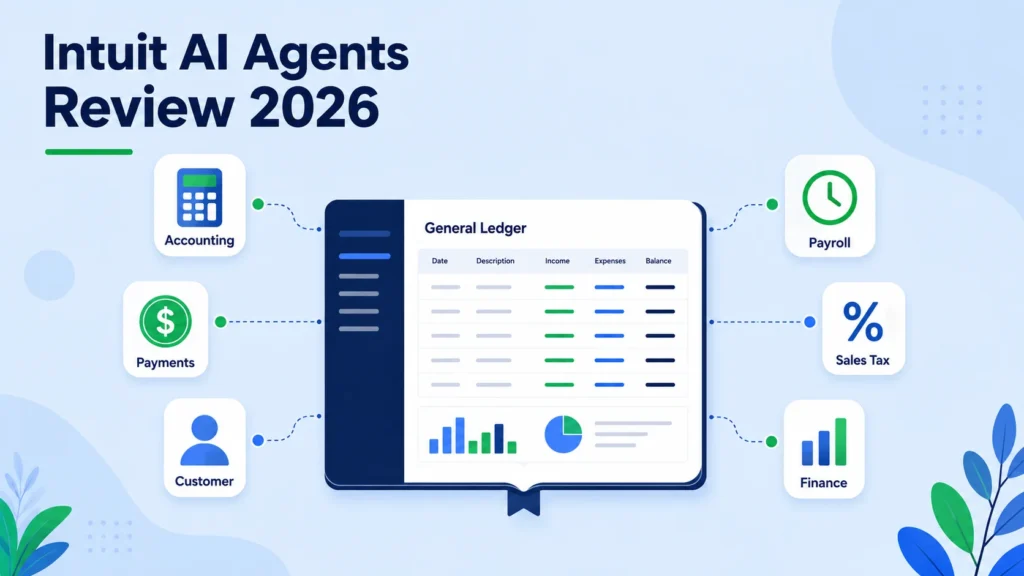 Alt text: Intuit AI agents review showing the six QuickBooks AI agents available to small businesses in 2026