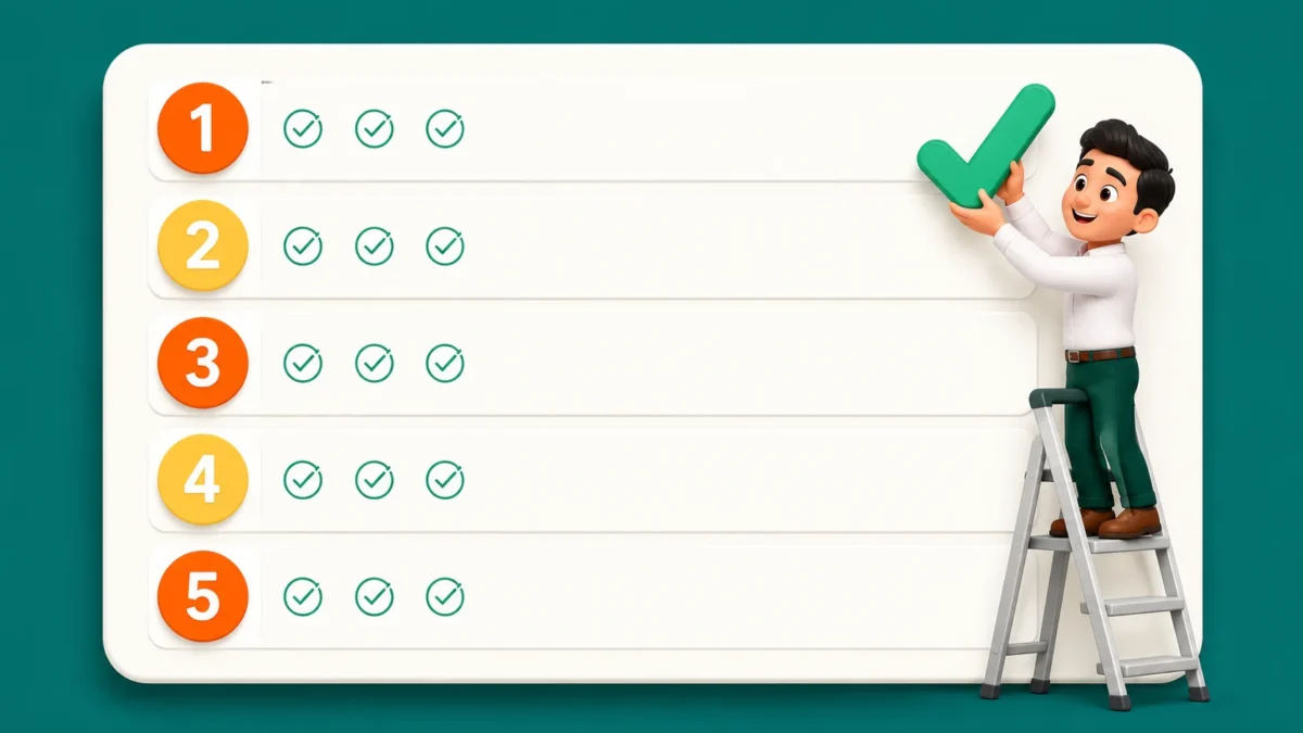 Checklist infographic showing five grouped stages of AI agent permission setup for a small business