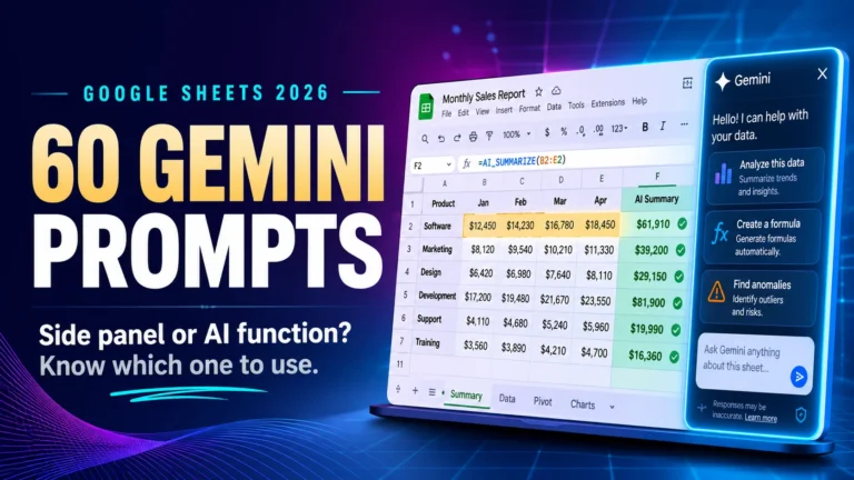 60 Gemini Prompts for Google Sheets (2026 Guide)