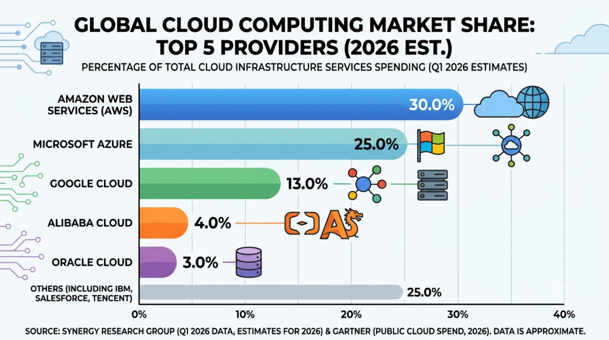 Cloud market share infographic generated by Nano Banana 2 containing incorrect figures